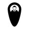 Location icon vector male user person profile avatar with map marker pin symbol in flat color glyph pictogram