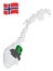 Location Innlandet County on map Norway. 3d location sign similar to the flag of  Innlandet. Quality map  with regions of  Norway