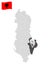 Location Korce County  on map Albania. 3d location sign similar to the flag of  Korce County. Quality map  with  Regions of the Al