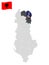 Location Kukes County  on map Albania. 3d location sign similar to the flag of  Kukes County. Quality map  with  Regions of the Al