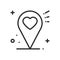Location line icon. Map pin pointer sign and symbol. Navigation. Heart shape.