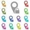 Location, lock multi color icon. Simple glyph, flat vector of location icons for ui and ux, website or mobile application