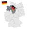 Location of  Lower Saxony on map Federal Republic of Germany. 3d Lower Saxony location sign similar to the flag of Lower Saxony. Q