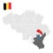 Location of Luxembourg on map Belgium. 3d location sign similar to the flag of Luxembourg. Quality map  with  provinces of  Belgiu