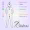 Location of main seven yoga chakras on the human body.