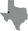 Location map of the Andrews County of Texas, USA