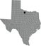 Location map of the Archer County of Texas, USA