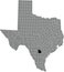 Location map of the Atascosa County of Texas, USA