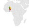 Location Map of Benin on map Africa. 3d slamic Republic of Benin flag map marker location pin. High quality map of  Benin.