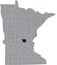 Location map of the Benton County of Minnesota, USA