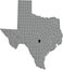 Location map of the Blanco County of Texas, USA