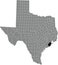 Location map of the Brazoria County of Texas, USA