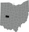 Location map of the Champaign County of Ohio, USA