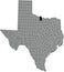 Location map of the Clay County of Texas, USA