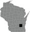 Location map of the Dodge County of Wisconsin, USA