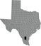 Location map of the Duval County of Texas, USA