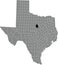 Location map of the Erath County of Texas, USA
