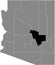 Location map of the Gila county of Arizona, USA