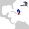 Location Map Haiti on map  Central America. 3d Haiti flag map marker location pin. High quality map Republic of Haiti
