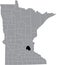 Location map of the Hennepin County of Minnesota, USA