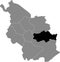 Location map of the Kalk district of Cologne, Germany