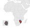 Location Map Kingdom of Esvatini on map Africa. 3d RKingdom of Esvatini flag map marker location pin. High quality map of  Kingdom