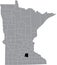 Location map of the Le Sueur County of Minnesota, USA