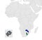 Location Map of Lesotho on map Africa. 3d Kingdom of Lesotho flag map marker location pin. High quality map of  Lesotho.