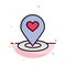 Location, Map, Location Finder, Pin, Heart Abstract Flat Color Icon Template