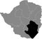 Location map of the Masvingo province of Zimbabwe