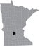 Location map of the Meeker County of Minnesota, USA