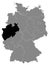 Location Map of Nordrhein-Westfalen Federal State