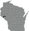 Location map of the Pepin County of Wisconsin, USA