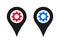 Location map pin gear icon