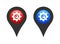 Location map pin wrench spanner gear icon