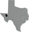 Location map of the Reeves County of Texas, USA