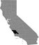 Location map of the San Luis Obispo county of California, USA