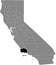 Location map of the Santa Barbara county of California, USA
