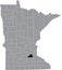 Location map of the Scott County of Minnesota, USA