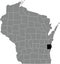 Location map of the Sheboygan County of Wisconsin, USA