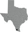 Location map of the Starr County of Texas, USA