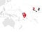 Location Map of Wallis and Futuna on map Oceania and Australia. Wallis and Futuna flag map marker location pin. High quality map