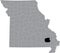 Location map of the Wayne County of Missouri, USA