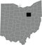 Location map of the Wayne County of Ohio, USA