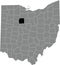 Location map of the Wyandot County of Ohio, USA