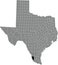 Location map of the Zapata County of Texas, USA