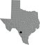 Location map of the Zavala County of Texas, USA