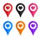 Location marker map pin pointer with heart icon