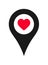 Location marker map pin pointer with heart icon