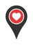 Location marker map pin pointer with heart icon